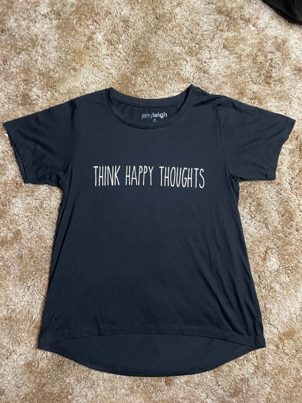 Jerry Leigh “Think Happy Thoughts” Black‎ Short Sleeve Woman’s Shirt Size Large